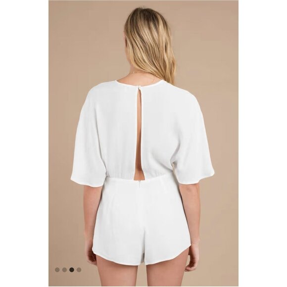 NWT Tobi Danielle Romper, Black, Medium, Lined Shorts, Open Back, Deep V-neck - Picture 15 of 16